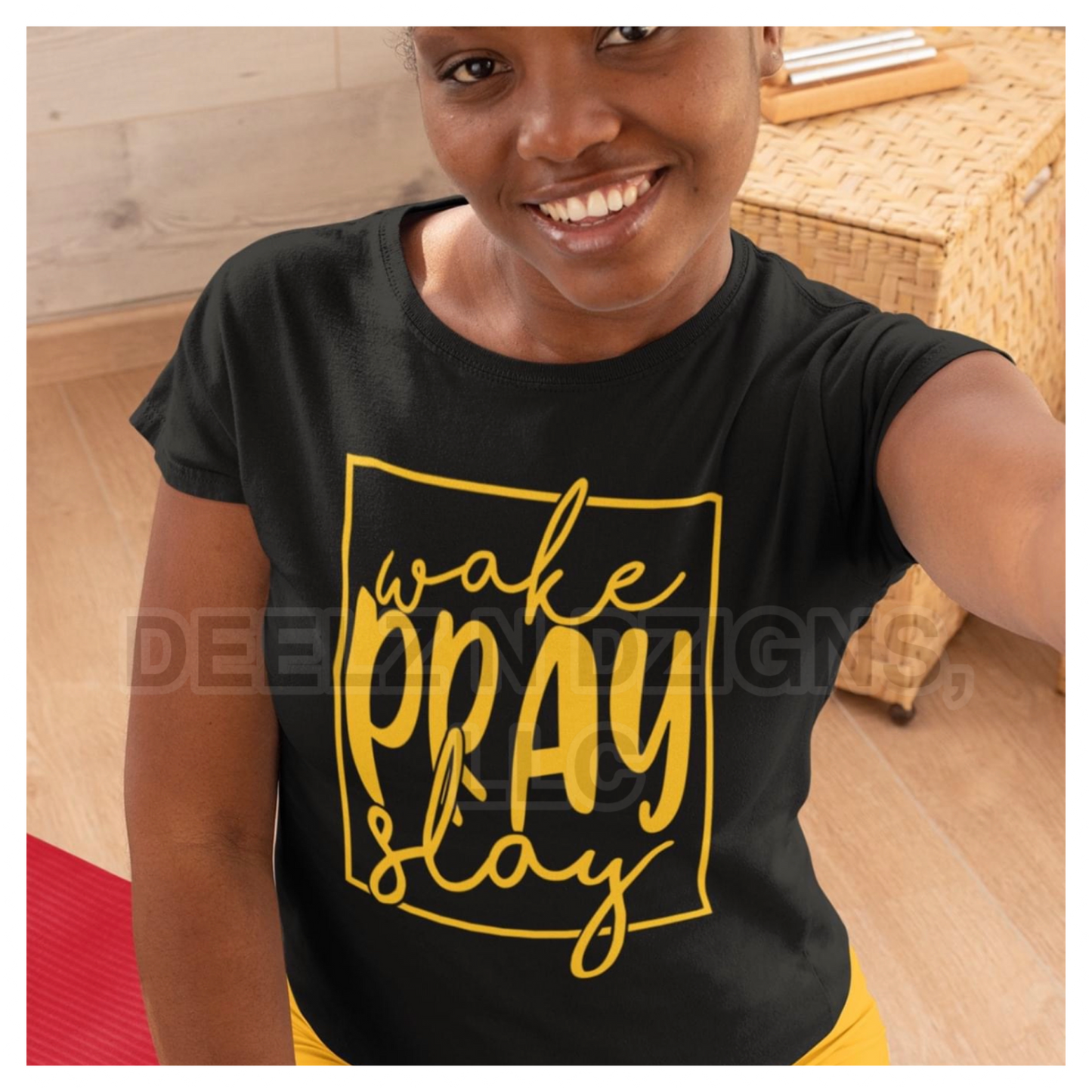 Wake Pray Slay Yellow Print