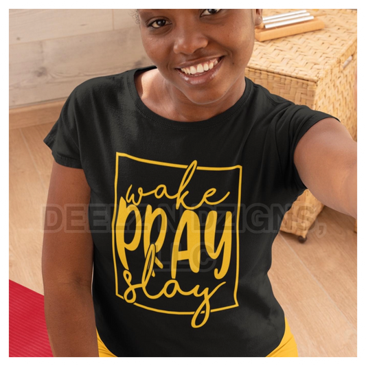 Wake Pray Slay Yellow Print